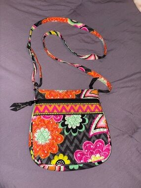 Vera Bradley Black Multi Floral Quilted Crossbody